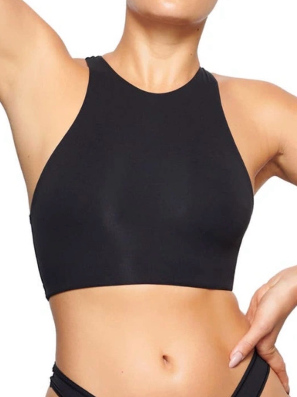 SKIMS Fits Everybody High Neck Bralette Racerback Onyx Medium NWT